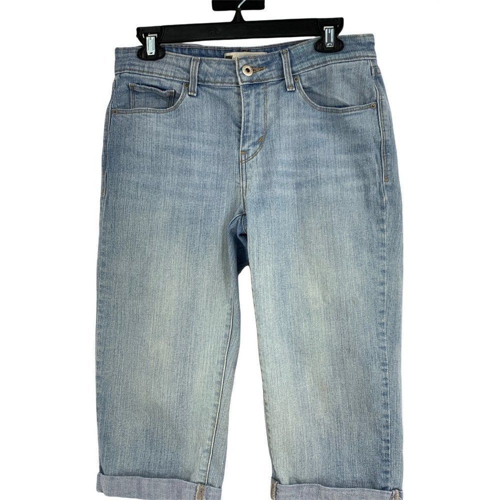 Womens Capri Levi's Jeans Light Wash Size 6 Cuffed Stretch 1012 Crop Denim Short